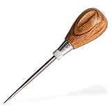 General Tools Scratch Awl Tool with Hardwood Handle - Scribe, Layout Work, & Piercing Wood - Alloy Steel Blade