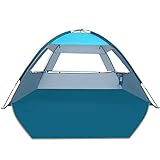 COMMOUDS Beach Tent Sun Shade for 3-4 Person, UPF 50+ Beach Sun Shelter Outdoor Canopy, Lightweight, Easy Set Up and Carry