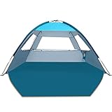 COMMOUDS Beach Tent Sun Shade for 3-4 Person, UPF 50+ Beach Sun Shelter Outdoor Canopy, Lightweight, Easy Set Up and Carry