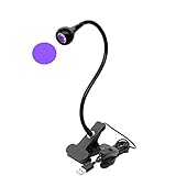 ZOELASS Upgraded Big Chip 395nm UV LED Black Light fixtures with Gooseneck and clamp for UV Gel Nail and Ultraviolet Curing, Portable UV Blacklight 5V USB Input (Black 2W)…