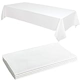 4 White Plastic Tablecloth - 108 X 54 Plastic Table Cloth | Disposable Tablecloths | White Tablecloths | Plastic Table Cover | Tablecloths for BBQ, Party, Fine Dining, Wedding, Outdoor