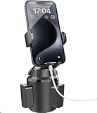 APPS2Car Solid Cup Holder Phone Mount for Car Truck with Quick Extension Long Arm Fast Swivel Adjustable Height 360 Rotatable Low Profile for iPhone
