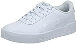 PUMA womens Carina Sneaker, Puma White-puma White-puma Silver, 6 US