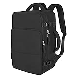 Snoffic Travel Backpack for Men Women, Black Carry On Backpack Airline Approved, TSA 16” Laptop Backpack, Lightweight Rucksack for Hiking Weekender Gym Casual Daypack College Work Bag