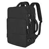 Snoffic Travel Backpack for Men Women, Black Carry On Backpack Airline Approved, TSA 16” Laptop Backpack, Lightweight Rucksack for Hiking Weekender Gym Casual Daypack College Work Bag