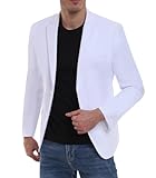 Men's Suit Jacket Casual Sport Coats Lightweight Party White Slim Fit Blazer Groomsmen Coat Two Button Tuxedo Suits L