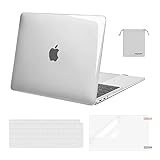 MOSISO Compatible with MacBook Air 13 inch Case 2022, 2021-2018 Release A2337 M1 A2179 A1932 Retina Display Touch ID, Plastic Hard Shell&Keyboard Cover&Screen Protector&Storage Bag, Transparent