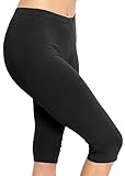 STRETCH IS COMFORT Women's Knee Length Leggings Black Large