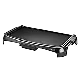 BELLA Electric Griddle with Crumb Tray - Smokeless Indoor Grill, Nonstick Surface, Adjustable Temperature Control Dial & Cool-touch Handles, 10' x 16', Black
