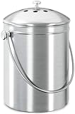 Utopia Kitchen Compost Bin for Kitchen Countertop, 1.3 Gallon Compost Bucket for Kitchen with Lid, Includes 1 Spare Charcoal Filter, Home Essentials - (Silver)
