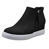 MatureGirl Sneake+r𝒮 Boots for Women,Women Lightweight Round Toe Rocking Shoes Slip On Ladies Casual Zipper Fitness Walking Sneake+r𝒮 Platform Boots Shoe Lightweight Hiking Boots with (Black, 8.5)