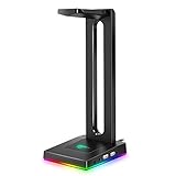 Havit RGB Headphones Stand with 3.5mm AUX and 2 USB Ports, Headphone Holder for Gamers Gaming PC Accessories