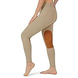 beroy Kids Horse Riding Knee-Patches Pants Girls Equestrian Front-Zip Breeches Legging with Pockets(Khaki,S)