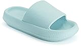 Joomra Womens Shower Slippers Slides Cushioned for Lady Quick Drying Massage Foam Female Pillow House Pool Beach Spa House Garden Sandals for Ladies Sandles Blue 40-41