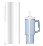 Replacement Straw Compatible with Stanley 40 oz 30 oz Cup Tumbler, 6 Pack Reusable Straw with Cleaning Brush, Plastic, Clear