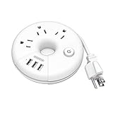 Travel Power Strip, NTONPOWER 3 Outlets 3 USB Portable Desktop Charging Station Short Extension Cord 15 inches for Office, Home, Hotels, Cruise Ship, Nightstand, White