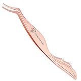 Pretty memory Eyelash Applicator Tool DIY Lash Tweezers Curved Eyelash Tweezers for Easy Lashes Application and Removal, Rose Gold