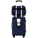 Wrangler Smart Luggage Cup Holder and USB Port, Navy Blue, 2 Piece Set