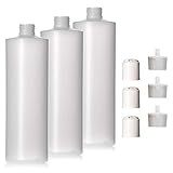 Aromine 8oz Natural Color HDPE Squeeze Bottles with Disc Cap and Squirt Cap (3 Pack) (8oz)