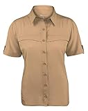 Pro Celebrity Ladies Short Sleeve Button Down Fishing Shirt (2X-Large, Khaki)