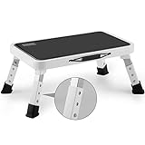 Jocauto Folding Step Stool, Height-Adjustable Step Stool with 15' X 10.2' Non-Slip Platform, Step Ladder with a Portable Handle for Adults or Kids in Office, Kitchen, Home, 330 Lbs Capacity