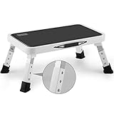 Jocauto Folding Step Stool, Height-Adjustable Step Stool with 15' X 10.2' Non-Slip Platform, Step Ladder with a Portable Handle for Adults or Kids in Office, Kitchen, Home, 330 Lbs Capacity