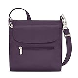 Travelon Women's Anti-Theft Classic Mini Shoulder Bag Sling Tote, Purple, One Size