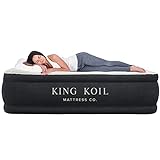 King Koil Luxury Air Mattress Queen with Built-in Pump for Home, Camping & Guests - 20” Queen Size Inflatable Airbed Luxury Double High Adjustable Blow Up Mattress, Durable - Portable and Waterproof
