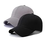 PFFY 2 Packs Baseball Cap Golf Dad Hat for Men and Women Hat Black+Grey