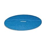 Intex 12-Foot Round above Ground Swimming Pool Solar Cover Tarp with Drain Holes and Carrying Bag for Easy Set or Metal Frame Pools, Cover Only, Blue