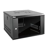 Tecmojo 6U Wall Mount Server Cabinet IT Network Rack Enclosure Lockable Door and Side Panels Black, Cooling Fan, Standard Glass Door, 450mm Depth, for 19” IT Equipment, A/V Devices