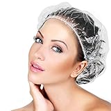 50PCS Disposable Shower Caps, Plastic Clear Thickening Bath Hair Cap and Thick Waterproof Bath Caps for Hair Treatment, Spa, Hotel and Hair Solon, Home Use,Portable Travel (Size 44CM)