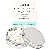 Chewable Toothpaste Tablets with Fluoride, 60 Pack - Travel Sized Oral Care, Eco Friendly Vegan Dental Tabs for Brushing - All Natural, SLS Free Ingredients for Adults - Peppermint Flavored