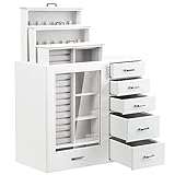 Homde Jewelry Organizer large for Dresser: Big Jewelry Box for Women - Holder with Drawers - Elegent Necklace Earring Ring Display Modern Gift (White + Grey)