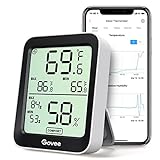 Govee Hygrometer Thermometer H5075, Bluetooth Indoor Room Temperature Monitor Greenhouse Thermometer with Remote App Control, Notification Alerts, 2 Years Data Storage Export,LCD