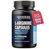 L-Arginine Capsules with L-Citrulline - 1200mg Blend for Active Males – Nitric Oxide Supplement - 60 Count - Vegan, Non-GMO Capsules for Performance, Endurance and Muscle Support - 1 Month Supply