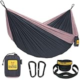 Wise Owl Outfitters Hammock for Camping Double Hammocks Gear for The Outdoors Backpacking Survival or Travel - Portable Lightweight Parachute Nylon DO Charcoal Rose