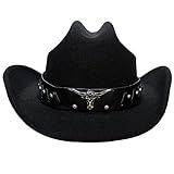 Kalerona Black Cowboy Hats for Women & Men Cowgirl Hats with Belt