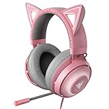 Razer Kraken Kitty RGB USB Gaming Headset: THX 7.1 Spatial Surround Sound - Chroma RGB Lighting - Retractable Active Noise Cancelling Mic - Lightweight Aluminum Frame - for PC - Quartz Pink