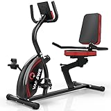 Vanswe Recumbent Exercise Bike for Adults Seniors - Cardio Workout at Home with 16 Levels Magnetic Resistance, 380 lbs Weight Capacity, LED Monitor, Adjustable Seat, Bluetooth Connectivity and Pulse Rate Monitoring RB661 (Red&Black)