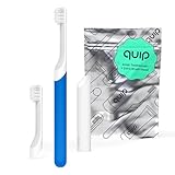 Quip Sonic Toothbrush for Kids with Timer - Includes Extra Brush Head and Travel Cover Mount - Electric, Soft Bristle Refill Head, Rubber Handle, 3 Month Battery Life - Travel Toothbrush - Blue