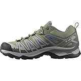 Salomon X Ultra Pioneer AERO Hiking Shoes for Women, Oil Green/Castor Gray/Amparo Blue, 8