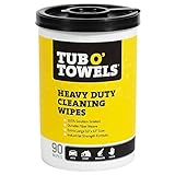 Tub O Towels TW90 Heavy-Duty 10' x 12' Size Multi-Surface Cleaning Wipes, 90 Count Per Canister