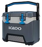 Igloo BMX 25 Quart Cooler with Cool Riser Technology, Fish Ruler, and Tie-Down Points - 11.29 Pounds - Carbonite Gray and Blue