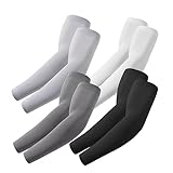 ROXUN 4 Pairs Arm Sleeves, Cooling UV Sun Protection Sports Compression for Men/Women Black+Dark Gray+Light Gray+White