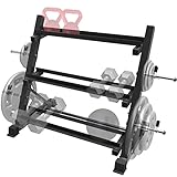 Balelinko 3-Tier 38'' Width Dumbbell Barbell Weight Rack, 1300 lbs Weight Capacity Storage Stand with Reinforced Tube for Home Gym, Bonus 4 Barbell Holders and 4 Pcs 1' Spring Lock Collars,Black