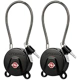Forge TSA Approved Luggage Locks Ultra-Secure Dimple TSA006 Key Travel Locks with Zinc Alloy Body- Black 2 Cable Locks
