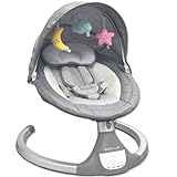 Nova Baby Swing for Infants - Motorized Bluetooth Swing, Music Speaker with 10 Preset Lullabies, Remote Control, Gray - Jool Baby