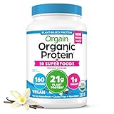 Orgain Organic Vegan Protein + 50 Superfoods Powder, Vanilla Bean - 21g Plant Based Protein, 8g Prebiotic Fiber, No Lactose Ingredients, Gluten Free, Non-GMO, 2.02 lb (Packaging May Vary)