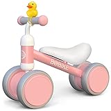 Baby Balance Bike Toys for 1 Year Old Gifts Boys Girls 10-24 Months Kids Toy Toddler Best First Birthday Gift Children Walker No Pedal Infant 4 Wheels Bicycle … (Pink)